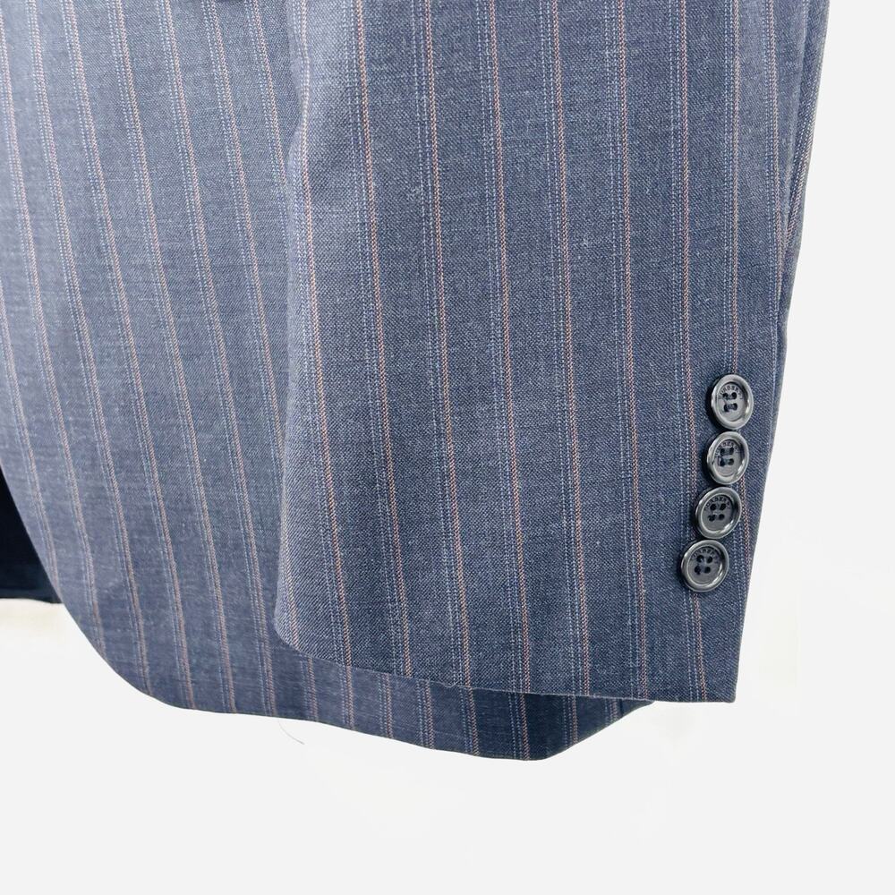 Burberry London Blazer Size 40 Long Black Pinstripe Worsted Wool 2 Button - Picture 4 of 10